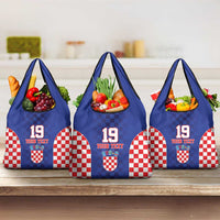 Custom Croatia National Heritage Grocery Bag Blue Checkered Croatian Pride - Wonder Print Shop