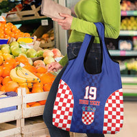 Custom Croatia National Heritage Grocery Bag Blue Checkered Croatian Pride - Wonder Print Shop