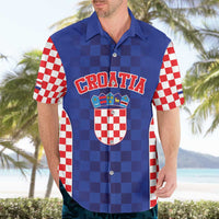Custom Croatia National Heritage Hawaiian Shirt Blue Checkered Croatian Pride - Wonder Print Shop