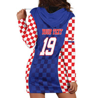 Custom Croatia National Heritage Hoodie Dress Blue Checkered Croatian Pride - Wonder Print Shop