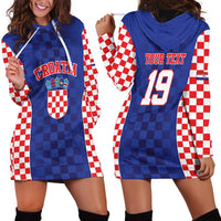 Custom Croatia National Heritage Hoodie Dress Blue Checkered Croatian Pride - Wonder Print Shop