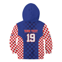 Custom Croatia National Heritage Kid Hoodie Blue Checkered Croatian Pride - Wonder Print Shop