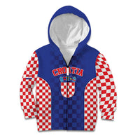 Custom Croatia National Heritage Kid Hoodie Blue Checkered Croatian Pride - Wonder Print Shop