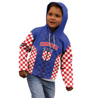 Custom Croatia National Heritage Kid Hoodie Blue Checkered Croatian Pride - Wonder Print Shop