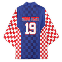 Custom Croatia National Heritage Kimono Blue Checkered Croatian Pride - Wonder Print Shop
