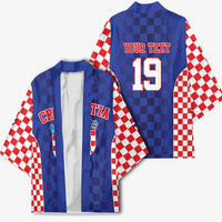 Custom Croatia National Heritage Kimono Blue Checkered Croatian Pride - Wonder Print Shop
