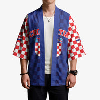 Custom Croatia National Heritage Kimono Blue Checkered Croatian Pride - Wonder Print Shop