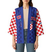 Custom Croatia National Heritage Kimono Blue Checkered Croatian Pride - Wonder Print Shop