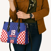 Custom Croatia National Heritage Leather Bag Blue Checkered Croatian Pride - Wonder Print Shop