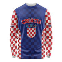Custom Croatia National Heritage Long Sleeve Shirt Blue Checkered Croatian Pride - Wonder Print Shop