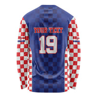 Custom Croatia National Heritage Long Sleeve Shirt Blue Checkered Croatian Pride - Wonder Print Shop