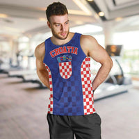Custom Croatia National Heritage Men Tank Top Blue Checkered Croatian Pride - Wonder Print Shop