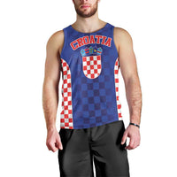 Custom Croatia National Heritage Men Tank Top Blue Checkered Croatian Pride - Wonder Print Shop