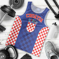 Custom Croatia National Heritage Men Tank Top Blue Checkered Croatian Pride - Wonder Print Shop