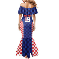 Custom Croatia National Heritage Mermaid Dress Blue Checkered Croatian Pride - Wonder Print Shop