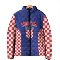Custom Croatia National Heritage Padded Jacket Blue Checkered Croatian Pride - Wonder Print Shop