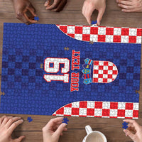 Custom Croatia National Heritage Puzzle Blue Checkered Croatian Pride - Wonder Print Shop