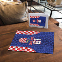 Custom Croatia National Heritage Puzzle Blue Checkered Croatian Pride - Wonder Print Shop
