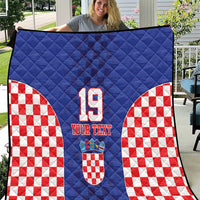 Custom Croatia National Heritage Quilt Blue Checkered Croatian Pride - Wonder Print Shop