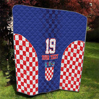 Custom Croatia National Heritage Quilt Blue Checkered Croatian Pride - Wonder Print Shop