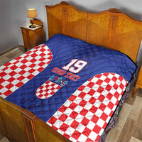 Custom Croatia National Heritage Quilt Blue Checkered Croatian Pride - Wonder Print Shop