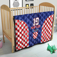 Custom Croatia National Heritage Quilt Blue Checkered Croatian Pride - Wonder Print Shop