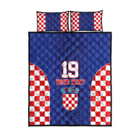 Custom Croatia National Heritage Quilt Bed Set Blue Checkered Croatian Pride - Wonder Print Shop