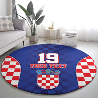 Custom Croatia National Heritage Round Carpet Blue Checkered Croatian Pride - Wonder Print Shop