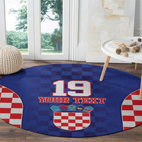 Custom Croatia National Heritage Round Carpet Blue Checkered Croatian Pride - Wonder Print Shop