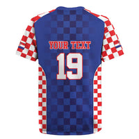 Custom Croatia National Heritage Rugby Jersey Blue Checkered Croatian Pride - Wonder Print Shop