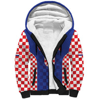 Custom Croatia National Heritage Sherpa Hoodie Blue Checkered Croatian Pride - Wonder Print Shop