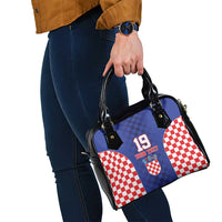 Custom Croatia National Heritage Shoulder Handbag Blue Checkered Croatian Pride - Wonder Print Shop