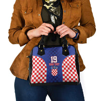 Custom Croatia National Heritage Shoulder Handbag Blue Checkered Croatian Pride - Wonder Print Shop