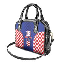 Custom Croatia National Heritage Shoulder Handbag Blue Checkered Croatian Pride - Wonder Print Shop