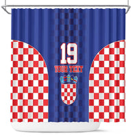 Custom Croatia National Heritage Shower Curtain Blue Checkered Croatian Pride - Wonder Print Shop