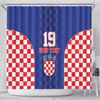 Custom Croatia National Heritage Shower Curtain Blue Checkered Croatian Pride - Wonder Print Shop