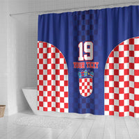 Custom Croatia National Heritage Shower Curtain Blue Checkered Croatian Pride - Wonder Print Shop