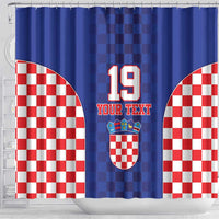 Custom Croatia National Heritage Shower Curtain Blue Checkered Croatian Pride - Wonder Print Shop