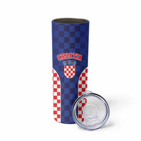 Custom Croatia National Heritage Skinny Tumbler Blue Checkered Croatian Pride - Wonder Print Shop