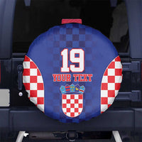 Custom Croatia National Heritage Spare Tire Cover Blue Checkered Croatian Pride - Wonder Print Shop