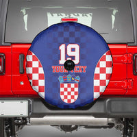 Custom Croatia National Heritage Spare Tire Cover Blue Checkered Croatian Pride - Wonder Print Shop