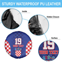 Custom Croatia National Heritage Spare Tire Cover Blue Checkered Croatian Pride - Wonder Print Shop