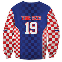 Custom Croatia National Heritage Sweatshirt Blue Checkered Croatian Pride - Wonder Print Shop