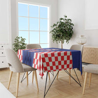 Custom Croatia National Heritage Tablecloth Blue Checkered Croatian Pride - Wonder Print Shop
