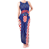 Custom Croatia National Heritage Tank Maxi Dress Blue Checkered Croatian Pride - Wonder Print Shop