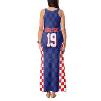 Custom Croatia National Heritage Tank Maxi Dress Blue Checkered Croatian Pride - Wonder Print Shop