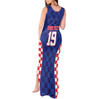 Custom Croatia National Heritage Tank Maxi Dress Blue Checkered Croatian Pride - Wonder Print Shop