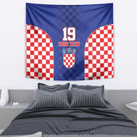 Custom Croatia National Heritage Tapestry Blue Checkered Croatian Pride - Wonder Print Shop