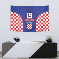 Custom Croatia National Heritage Tapestry Blue Checkered Croatian Pride - Wonder Print Shop