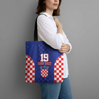 Custom Croatia National Heritage Tote Bag Blue Checkered Croatian Pride - Wonder Print Shop